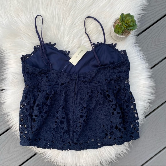 Navy Lace Spaghetti Strap Top - Picture 3 of 3